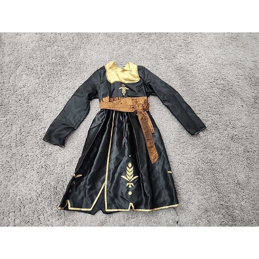 Disney Jakks Pacific Costume Girls 4-6X Black Anna Frozen 2 Travel Dress Gold